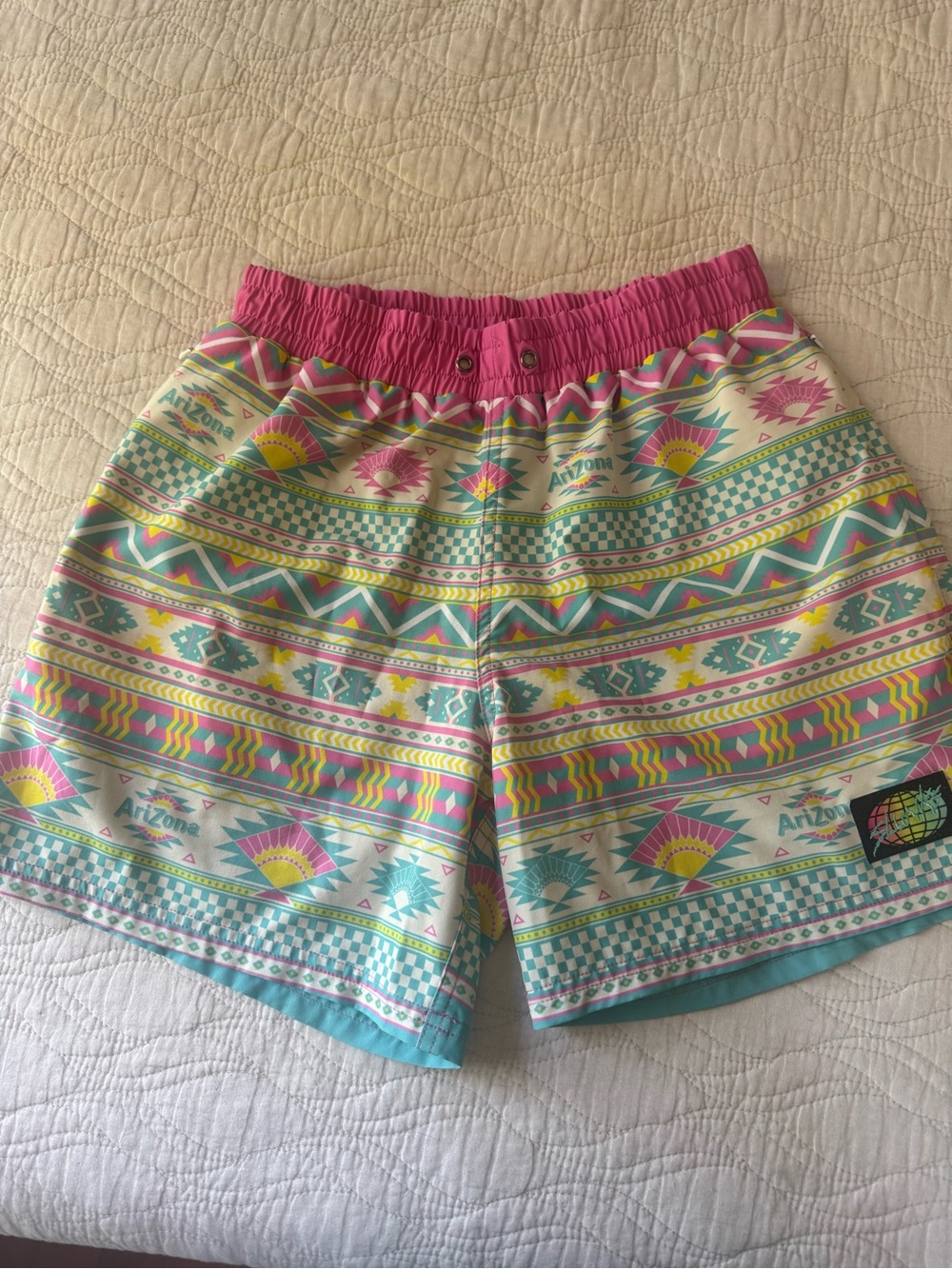 RARE Slunks/Arizona Iced Tea Collab Retro Geometric Pattern Athletic Shorts